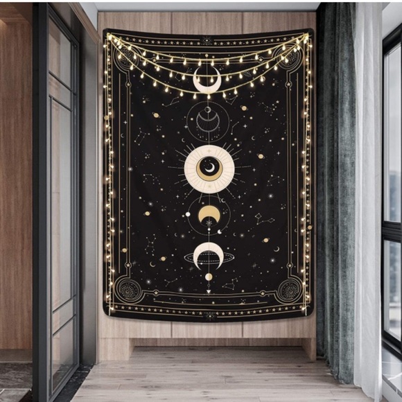 Constellation Moon Phase Solar System Planet Galaxy Retro Art Tapestry Wall Art - Picture 3 of 8